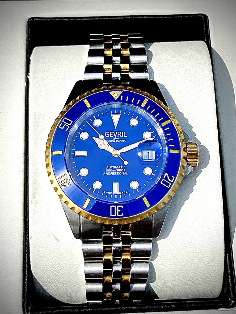 Gevril Men's Two-Tone Blue Dial Automatic Watch